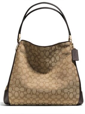 Coach Brown Phoebe Shoulder Bag with Dark Brown Trim
